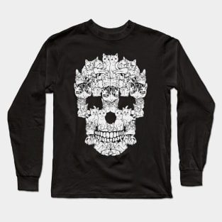 Niche Skull Island Mod Art  Cats Skull Cat Long Sleeve T-Shirt